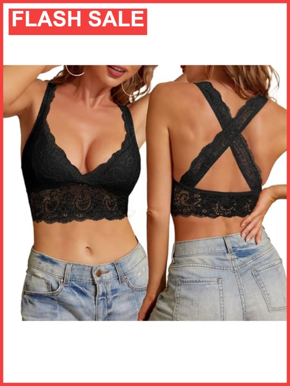 Floral Lace Bra Padded Breathable Bralette Halter Wire Free Racerback
